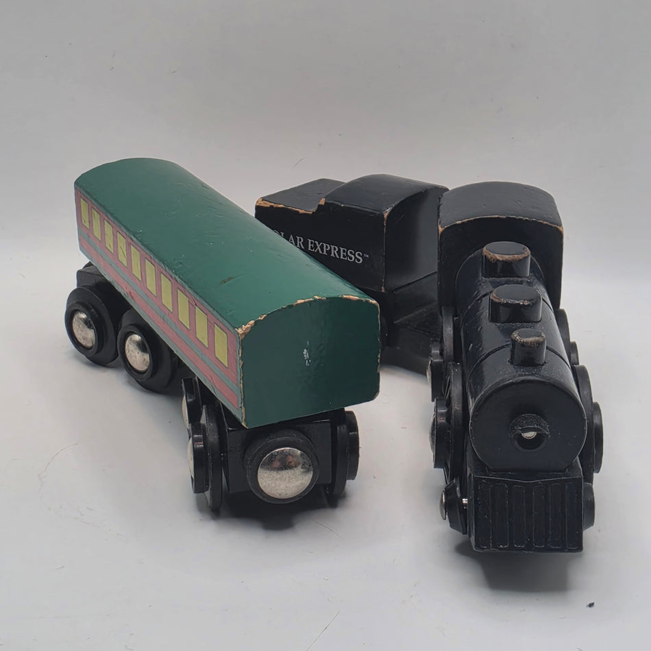 The Polar Express Train Engine w/ Passenger Car - BRIO 33426 Wooden Railway