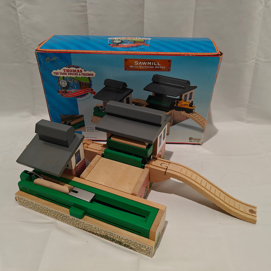 COMPLETE Sawmill with Dumping Depot w/Box - Wooden Railway Thomas & Friends 1998