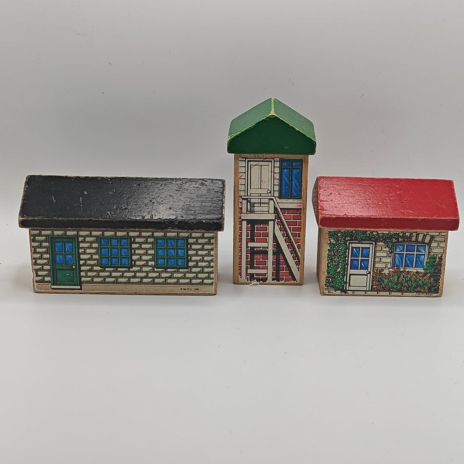 COMPLETE - SET of 3 BUILDINGS - Thomas & Friends Wooden Railway LC99108 1995