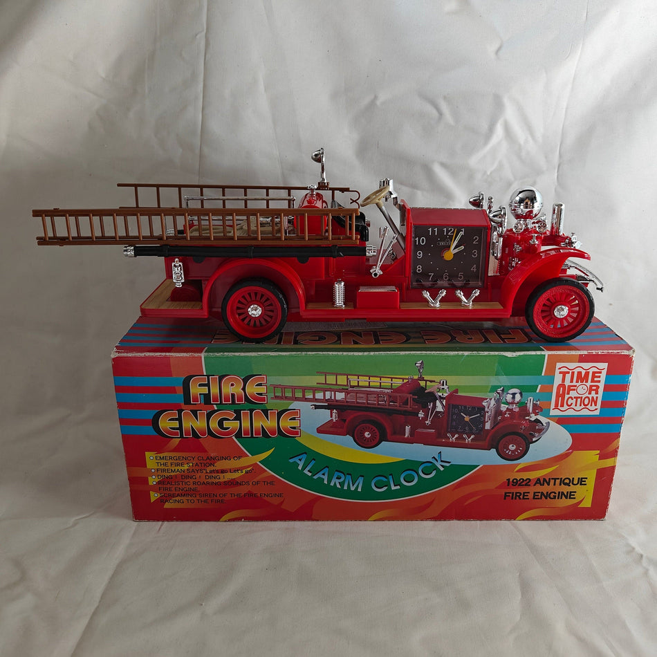 TESTED 1922 Antique Fire Engine Alarm Clock - Time For Action - w/ Box